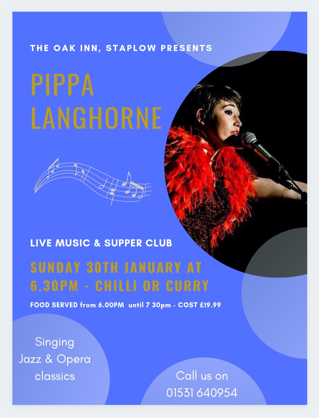 Live music by PIPPA LANGHORNE