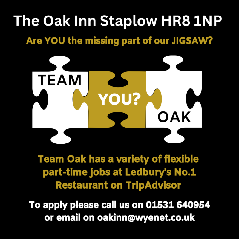 The Oak Inn Staplow Ledbury Job Advertisement