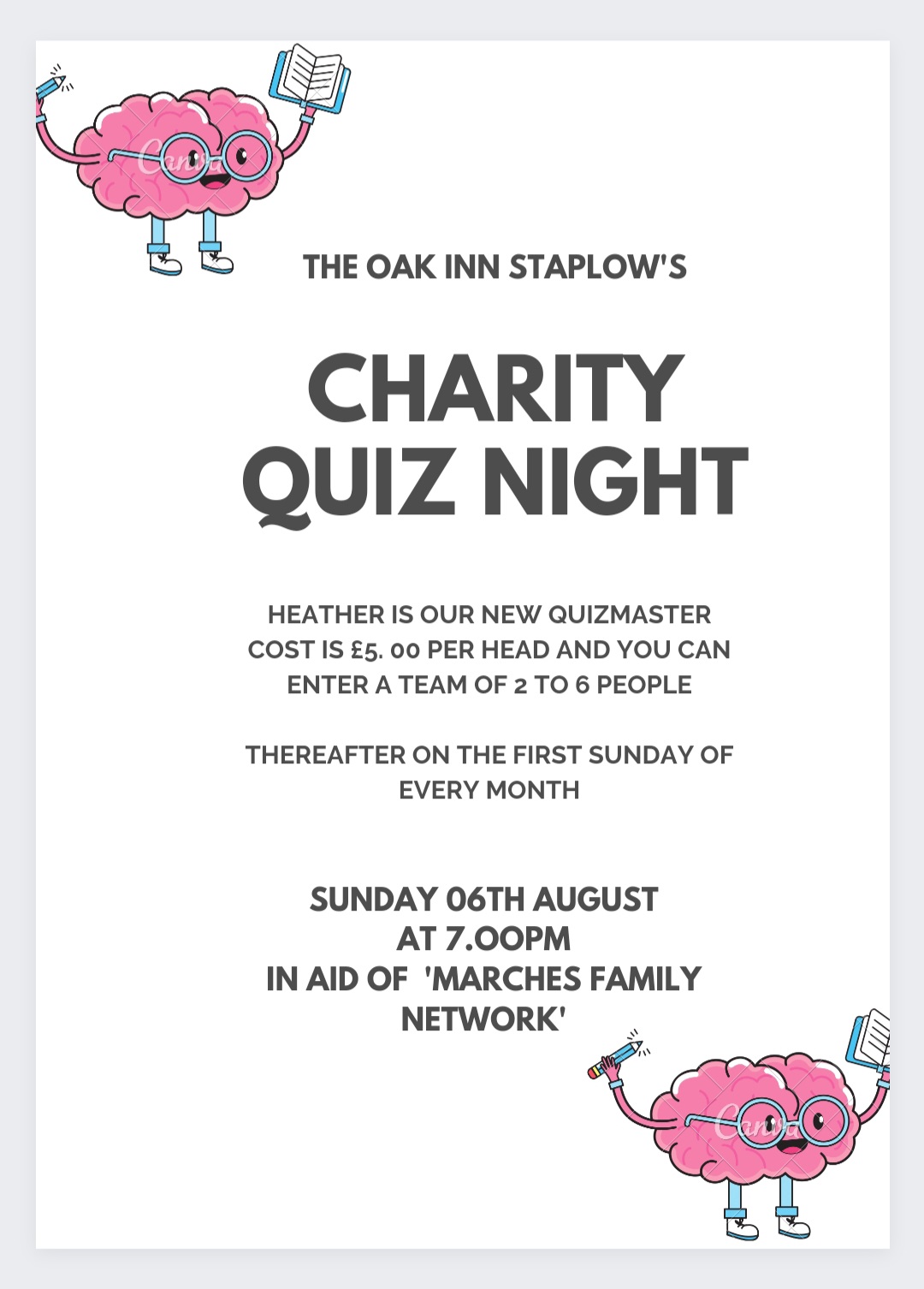 Charity Quiz at The Oak Inn Staplow Ledbury, Herefordshire