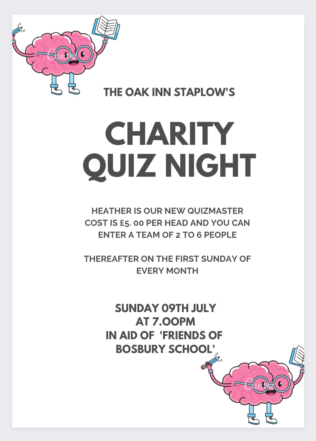 Charity Quiz at The Oak Inn Staplow Ledbury, Herefordshire