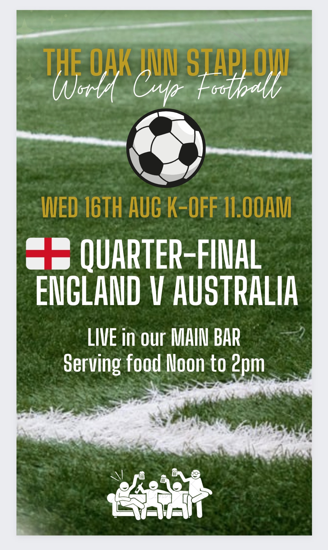 England vs Australia live world cup at the oak inn staplow ledbury herefordshire