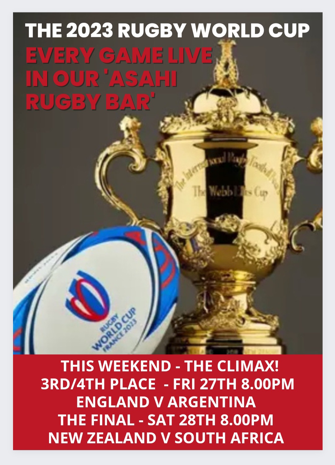 Rugby final world cup 2023 at the oak inn staplow ledbury