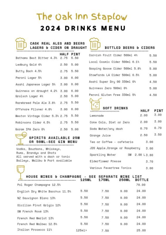 drinks menu