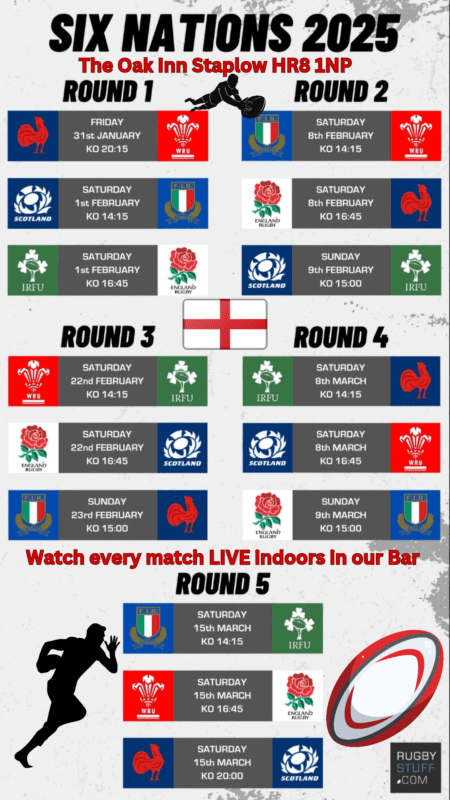 Six Nations Live TV at The Oak Inn Staplow Ledbury Herefordshire