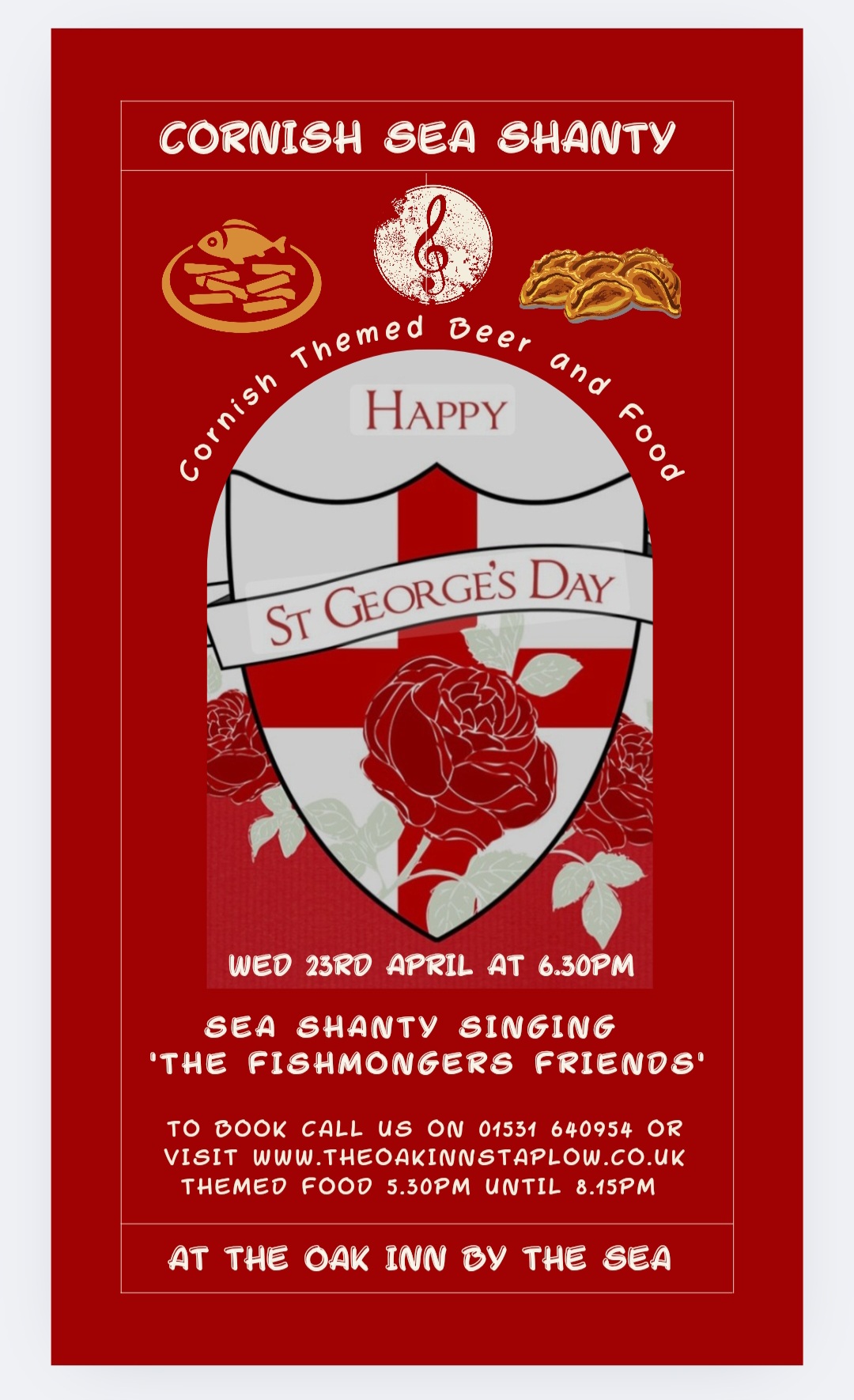 St George's Day - Cornish Sea Shanty Live Music at The Oak Inn Staplow Ledbury