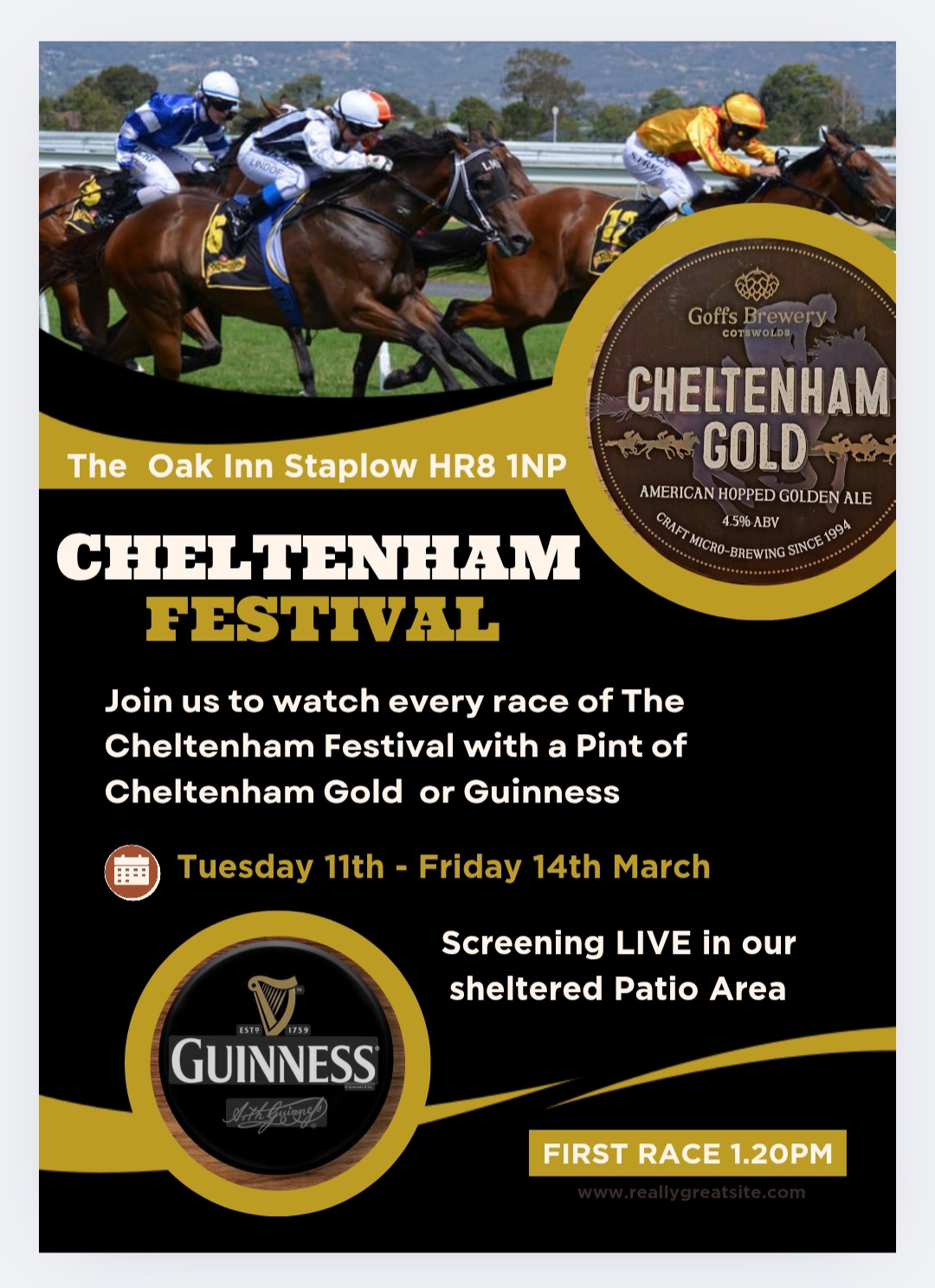 Cheltenham Festival 2025 live at the Oak Inn Staplow Ledbury Herefordshire