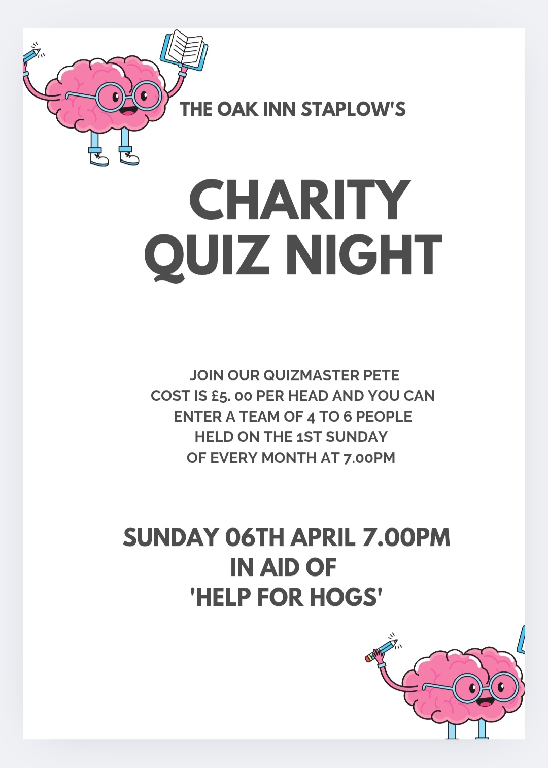 Quiz April 2025 At The Oak Inn Staplow Ledbury